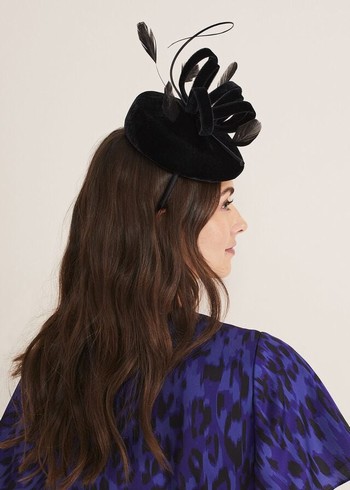 Phase Eight Velvet Pillbox Fascinator Hats Black USA | 5804673-AF